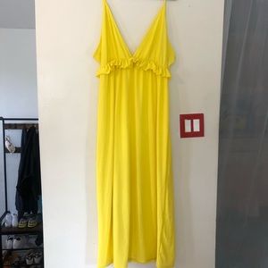 Yellow maxi v neck dress